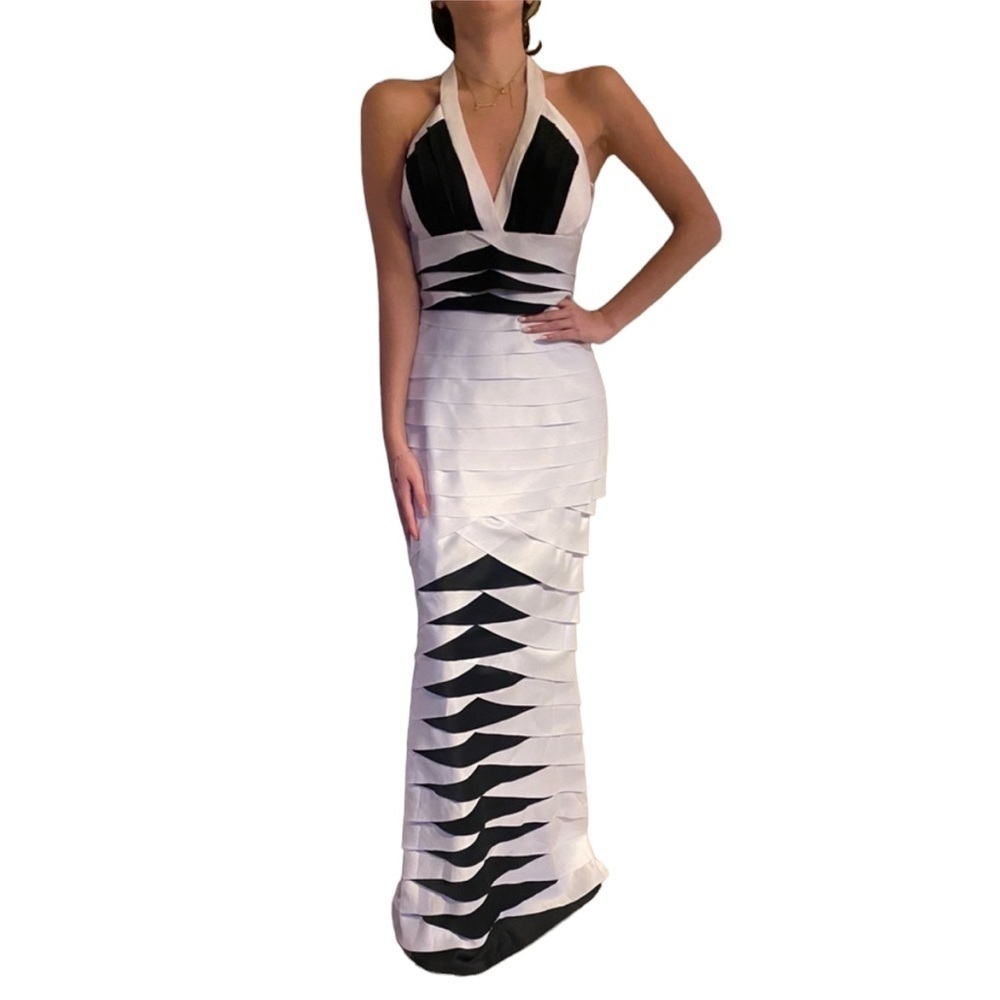 Jovani Halter White/Black